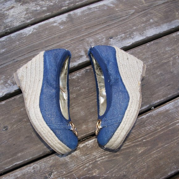MICHAEL KORS Mercedes Denim Espadrille Wedge Shoes - Picture 4 of 7